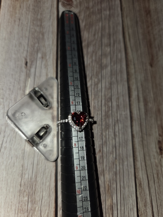 jcpenney Jewelry - jcpenney Heart-Shaped Burgundy Red Gemstone Halo Ring with Silver Band